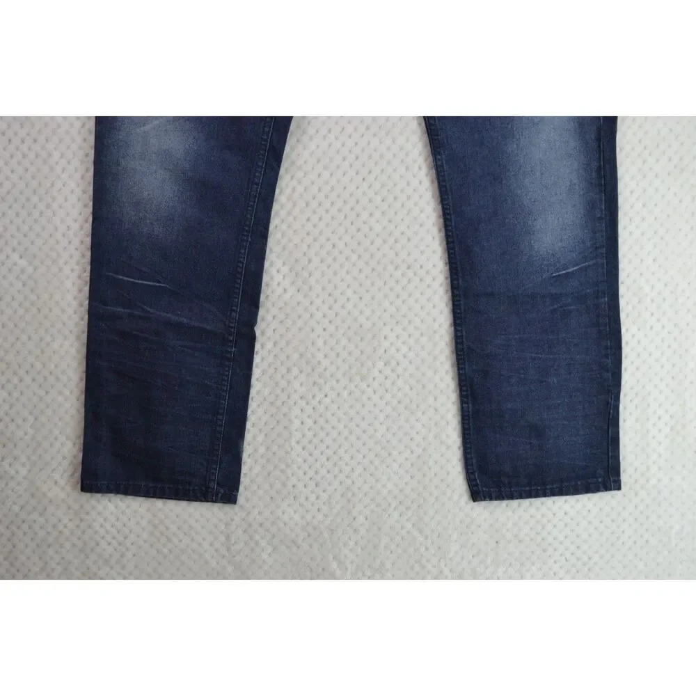 CJ Black Men's 38x32 Slim Fit Dark Wash Distressed Tapered Jeans